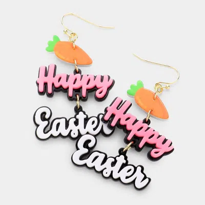Fashnzfab Resin Carrot Happy Easter Message Link Dangle Earrings In Multi