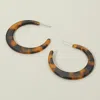 Fashnzfab Resin Crescent Hoop Earrings - Tortoise In Multi
