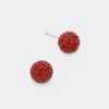 Fashnzfab Resin Disco Ball Stud Earrings - Red In Red