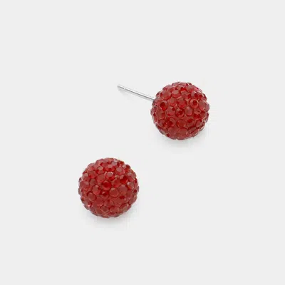 Fashnzfab Resin Disco Ball Stud Earrings - Red