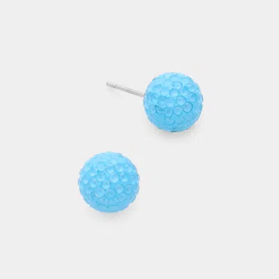 Fashnzfab Resin Disco Ball Stud Earrings In Blue