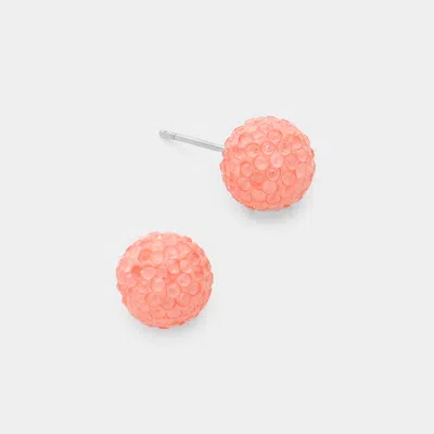 Fashnzfab Resin Disco Ball Stud Earrings In Pink