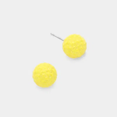 Fashnzfab Resin Disco Ball Stud Earrings In Yellow