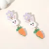 Fashnzfab Resin Easter Bunny Carrot Flower Link Drop Earrings In White