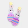 Fashnzfab Resin Easter Bunny Egg Dangle Earrings In Purple
