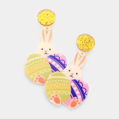Fashnzfab Resin Easter Bunny Eggs Dangle Earrings In Multi