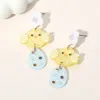 Fashnzfab Resin Easter Chick Egg Link Drop Earrings In Yellow
