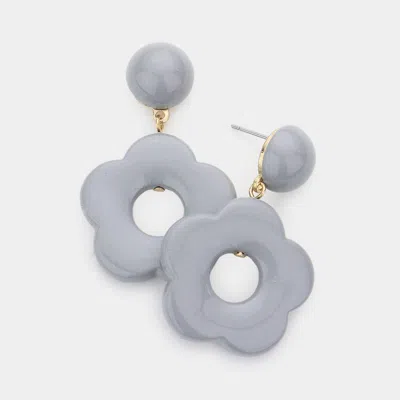 Fashnzfab Resin Flower Dangle Earrings In Gray