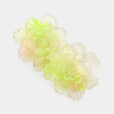 Fashnzfab Resin Flower Earrings - Green
