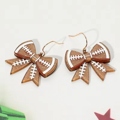 Fashnzfab Resin Football Bow Dangle Earrings In Brown