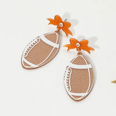 Fashnzfab Resin Football Dangle Earrings - Brown