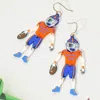 Fashnzfab Resin Game Day Football Player Dangle Earrings - Blue, Orange In Blue