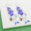 Fashnzfab Resin Game Day Football Player Dangle Earrings - Blue, White In Blue