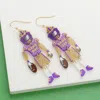 Fashnzfab Resin Game Day Football Player Dangle Earrings - Purple, Yellow In Multi