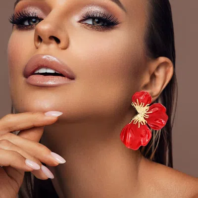 Fashnzfab Resin Half Flower Petal Earrings In Multi