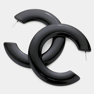 Fashnzfab Resin Hoop Earrings - Black