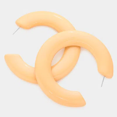 Fashnzfab Resin Hoop Earrings - Neutral In Gold