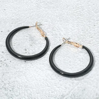 Fashnzfab Resin Hoop Earrings In Black