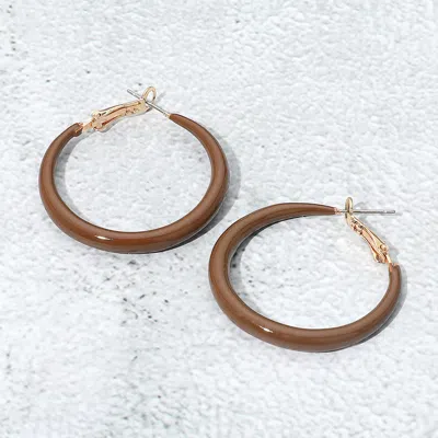Fashnzfab Resin Hoop Earrings In Brown
