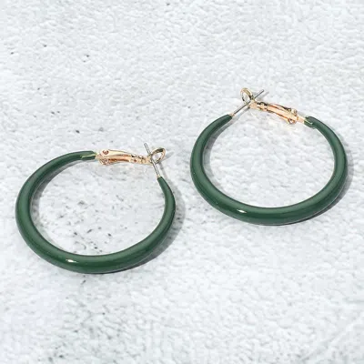 Fashnzfab Resin Hoop Earrings In Green