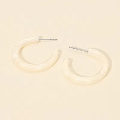 Fashnzfab Resin Hoop Earrings In Silver