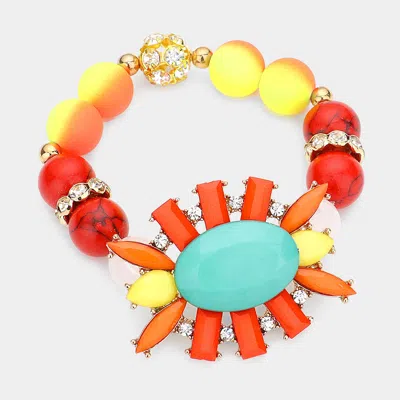 Fashnzfab Resin Jewel Stretch Bracelet Clear, Gold, Coral, Turquoise, Yellow