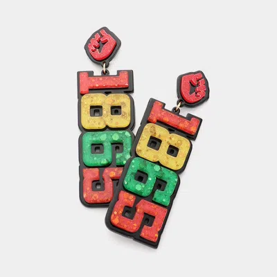 Fashnzfab Resin Juneteenth 1865 Message Dangle Earrings In Multi