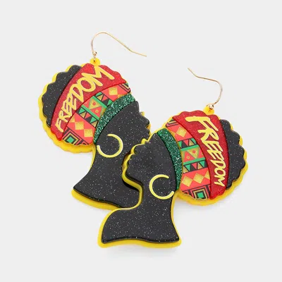 Fashnzfab Resin Juneteenth African Woman Dangle Earrings In Red
