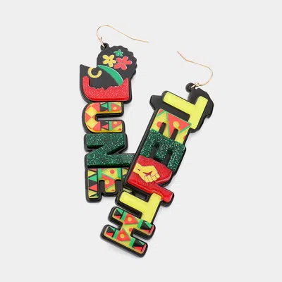 Fashnzfab Resin Juneteenth Message Dangle Earrings - Multi