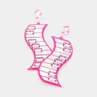 Fashnzfab Resin Keyboard Music Dangle Earrings In Pink