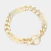 Fashnzfab Resin Metal Chain Toggle Bracelet Ivory In Gold
