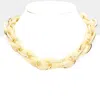 Fashnzfab Resin Metal Open Oval Link Necklace In Gold