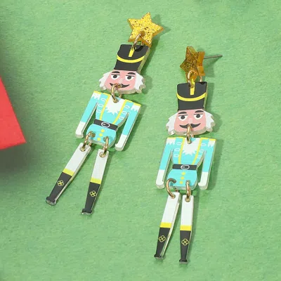 Fashnzfab Resin Nutcracker Soldier Drop Earrings - Mint In Blue