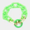 Fashnzfab Resin Open Circle Accented Oval Link Bracelet Green In Green