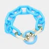 Fashnzfab Resin Open Circle Accented Oval Link Bracelet Turquoise In Blue