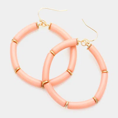 Fashnzfab Resin Open Circle Dangle Earrings - Dust Pink In Brown