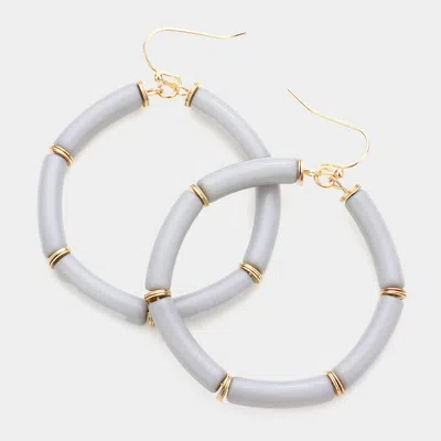Fashnzfab Resin Open Circle Dangle Earrings - Gray