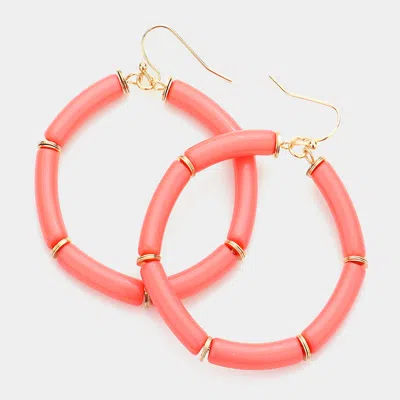 Fashnzfab Resin Open Circle Dangle Earrings - Peach In Pink