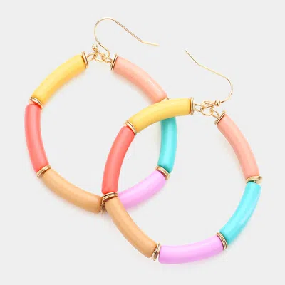 Fashnzfab Resin Open Circle Dangle Earrings - Multi In Pink