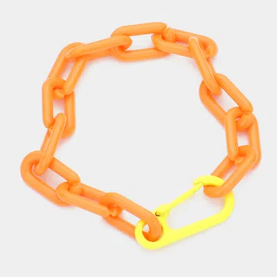 Fashnzfab Resin Open Oval Link Bracelet Orange