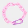 Fashnzfab Resin Open Oval Link Bracelet Pink In Pink