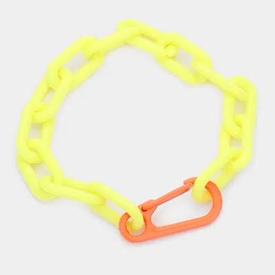 Fashnzfab Resin Open Oval Link Bracelet Yellow In Green