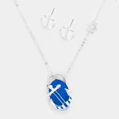 Fashnzfab Resin Oval Anchor Pendant Necklace In Multi