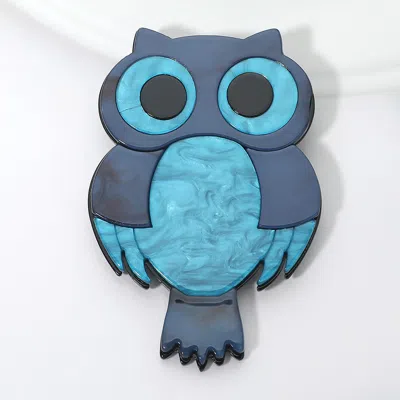 Fashnzfab Resin Owl Pin Brooch In Blue