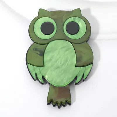 Fashnzfab Resin Owl Pin Brooch In Green