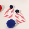 Fashnzfab Resin Pattern Printed Trapezoid Shape Dangle Earrings In Red