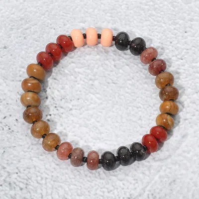 Fashnzfab Resin Pebble Beaded Stretch Bracelet - Dark Brown