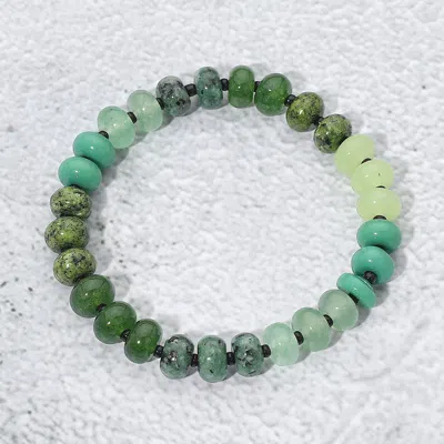 Fashnzfab Resin Pebble Beaded Stretch Bracelet - Green