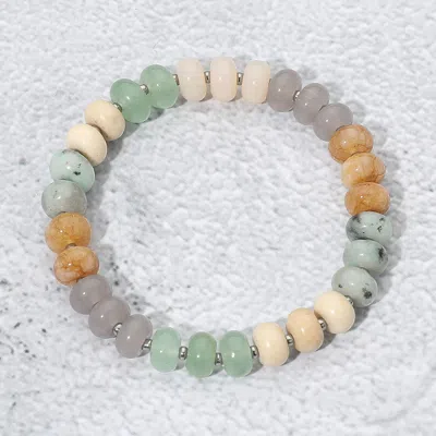 Fashnzfab Resin Pebble Beaded Stretch Bracelet - Mint In Green