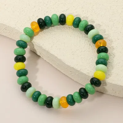 Fashnzfab Resin Pebble Beaded Stretch Bracelet In Green
